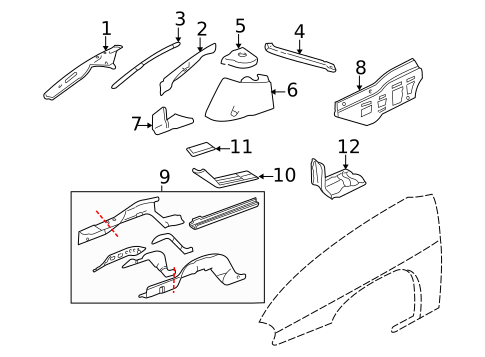 Structural Components & Rails for 2002 Chevrolet Impala #0