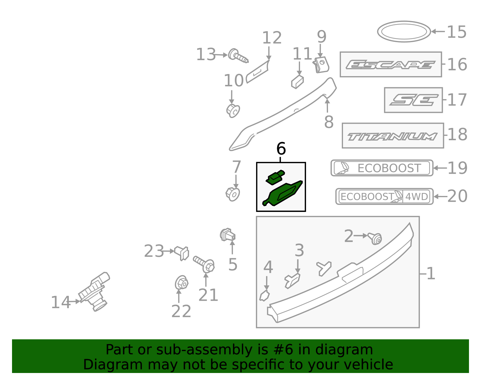 CJ5Z-7841018-A - Lift-Gate Finish Panel Trim Plate 2013-2019 Ford