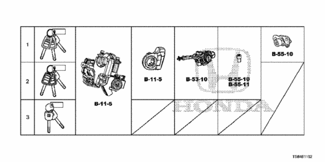 Key Cylinder Set ('14-) for 2015 Honda Civic #0