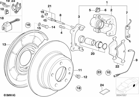 Rear Brake / Brake Pad / Wear Sensor for 1992 BMW 535i #0