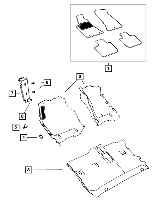 5NW01DX9AB - : Front Floor Carpet, Right, All Wheel Drive for Mopar Image