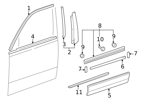 Exterior Trim - Front Door for 2002 Lexus LS430 #0