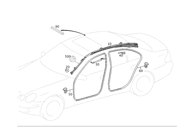 2118602505 - Covering and Lining: Sidebag for Mercedes-Benz: E320, E500 Image image