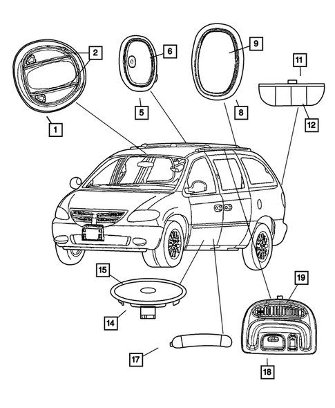 Lamps - Front, Rear and Courtesy for 2001 Dodge Caravan #2