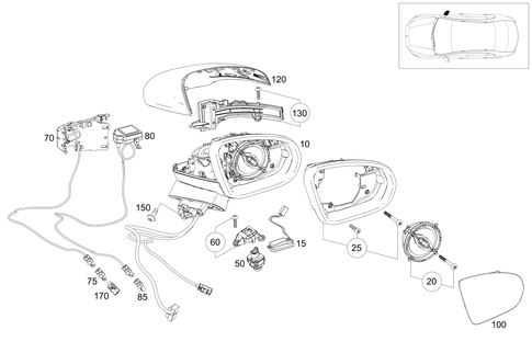 Outside Rear View Mirror, on the Right for 2022 Mercedes-Benz A 220 #0