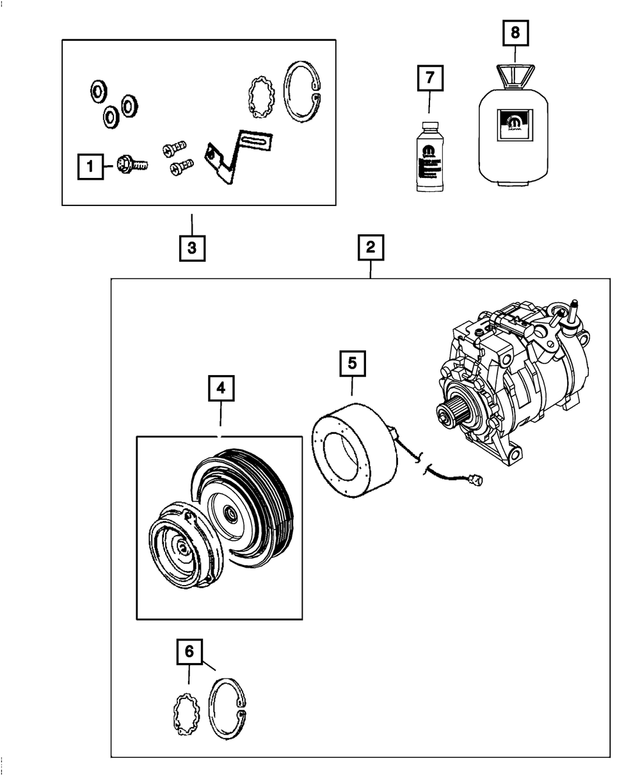 68032119AA - Air Conditioners and Heaters: A/c Compressor Clutch Overhaul Kit for Mopar Image image
