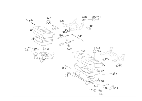 Rear Seat Cushion, Rear Backrest for 2010 Mercedes-Benz GL550 #0
