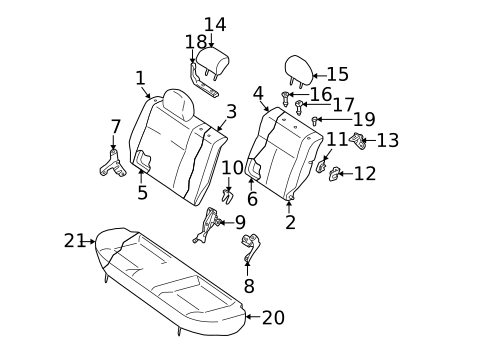 Rear Seat Components for 2004 Subaru Impreza #0