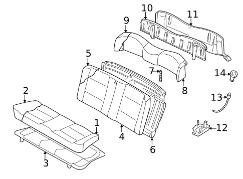 Rear Seat Components for 1999 Volkswagen Cabrio #1