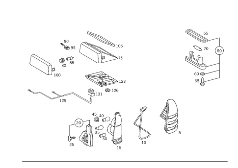 Rear Lamps, Additional Stop Light, and License Plate Lamp for 2000 Mercedes-Benz C43 AMG #0