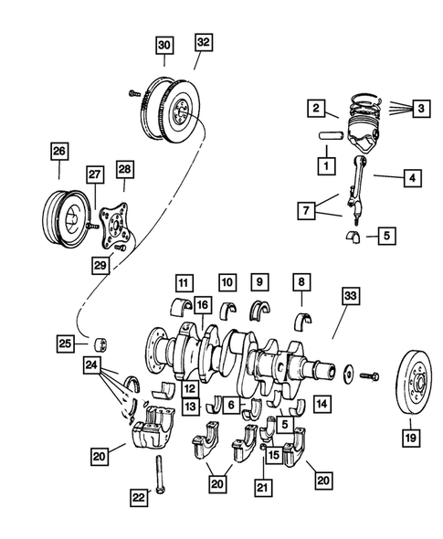 Crankshaft, Piston and Torque Converter for 2001 Dodge Ram 2500 #0