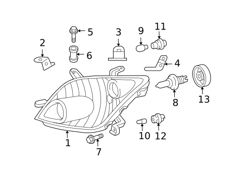 Headlamp Components for 2004 Scion xA #0