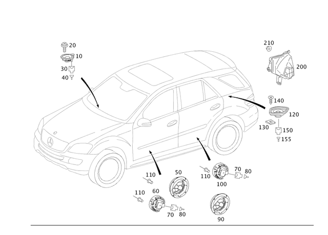 1648202902 - Electrical System: Speaker for Mercedes-Benz: C250, C300, C350, GL320, GL550, GLK250, GLK350, ML320, ML350, ML450, ML500, ML550, ML63 AMG, R320, R350, R500 Image image