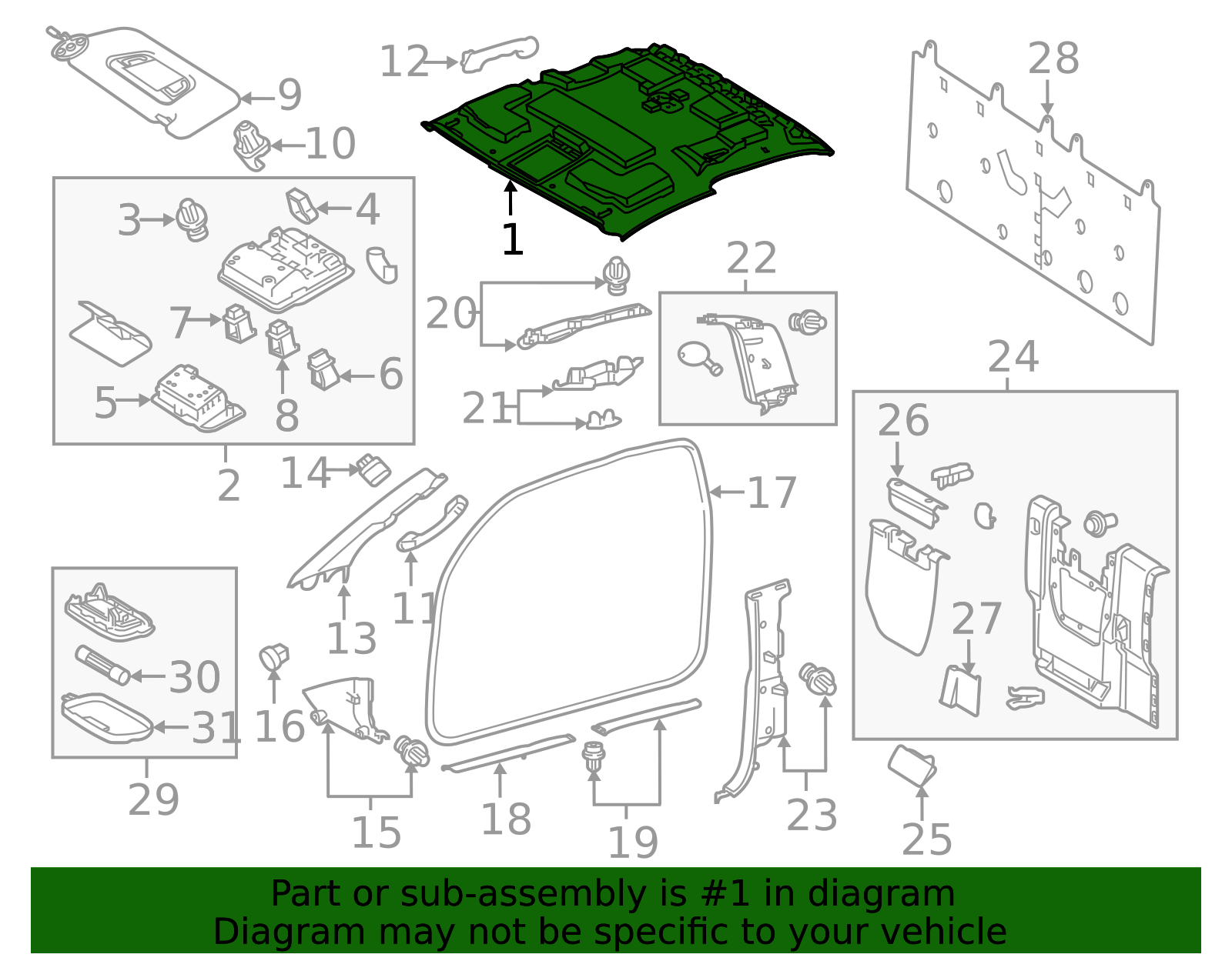 OEM 2016-2020 Toyota Tacoma Headliner Part # 63310-04320-C0
