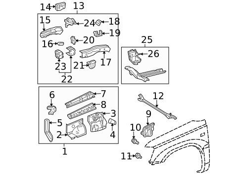 Structural Components & Rails for 2003 Lexus ES300 #0