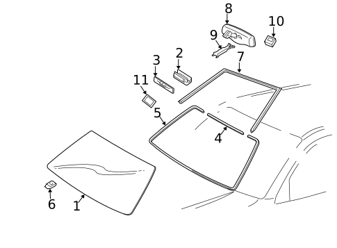 Glass - Windshield for 2008 Lexus RX400h #0