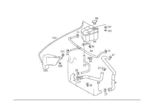 Expansion Tank, Mounting and Hoses for 1992 Mercedes-Benz 500SEL #1