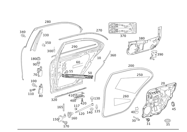 2217300905 - Rear Doors: Door, Body-in-White for Mercedes-Benz: S350, S400, S600, S63 AMG Image image