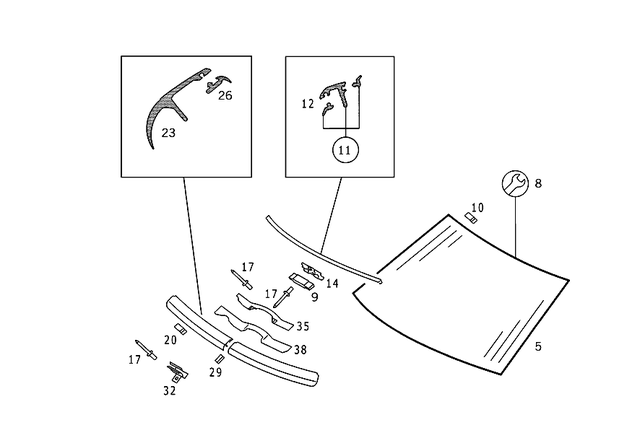 124670480164 - Windows: Windshield for Mercedes-Benz Image image