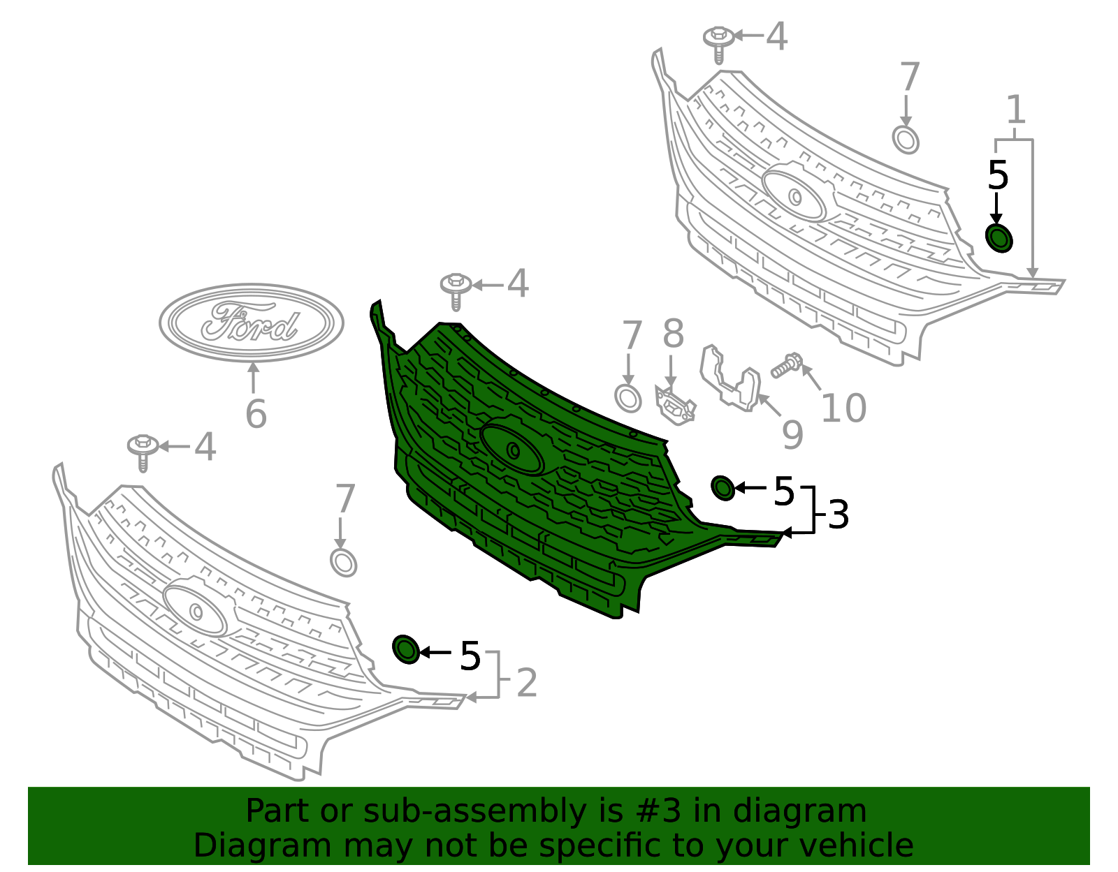 LB5Z-8200-GC - Grille 2020-2024 Ford Explorer | Ford Parts Direct
