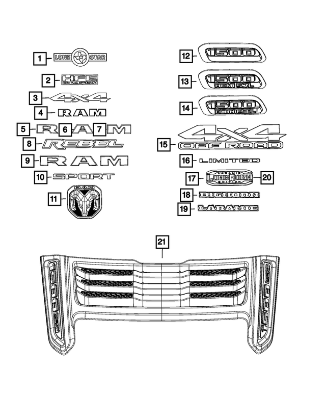 « 68282762AA – Exterior Ornamentation : Hayon Monogramme pour Mopar Image »