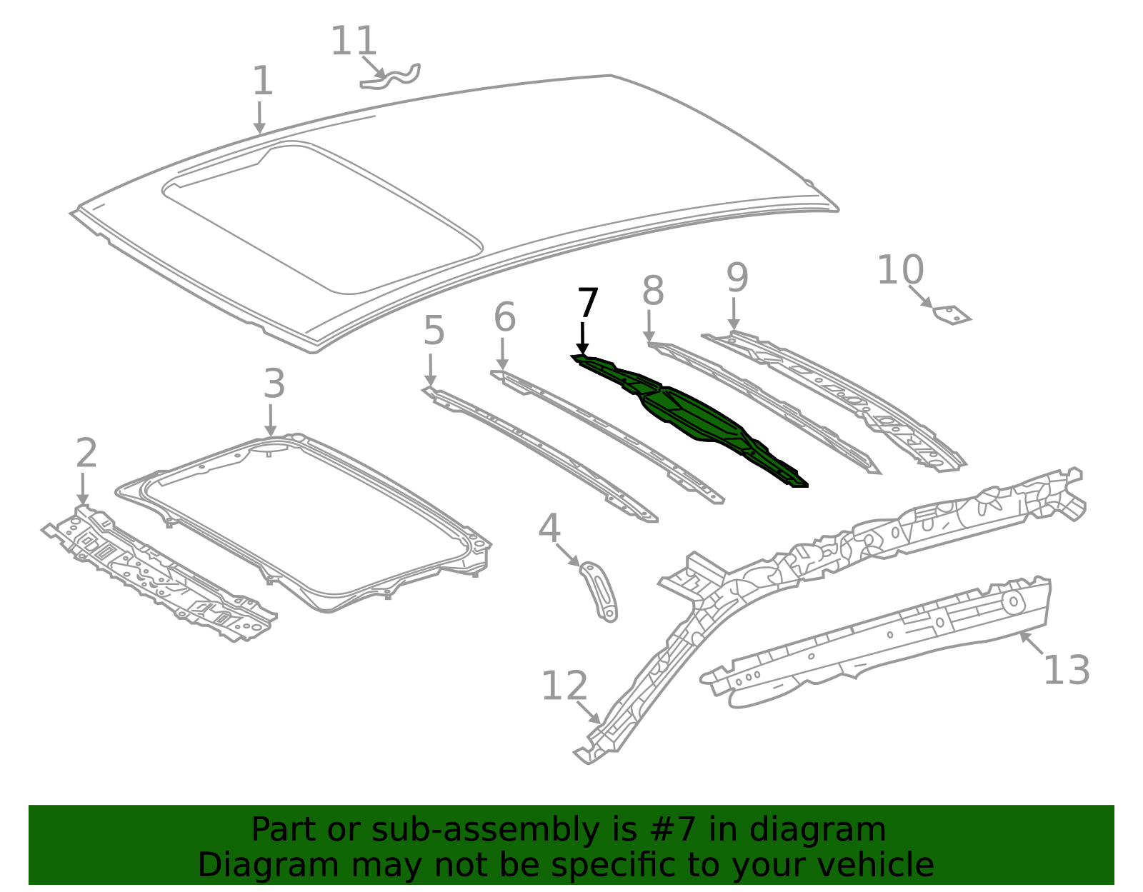 63177-0E030 - Roof Panel Reinforcement 2020-2025 Toyota Highlander ...