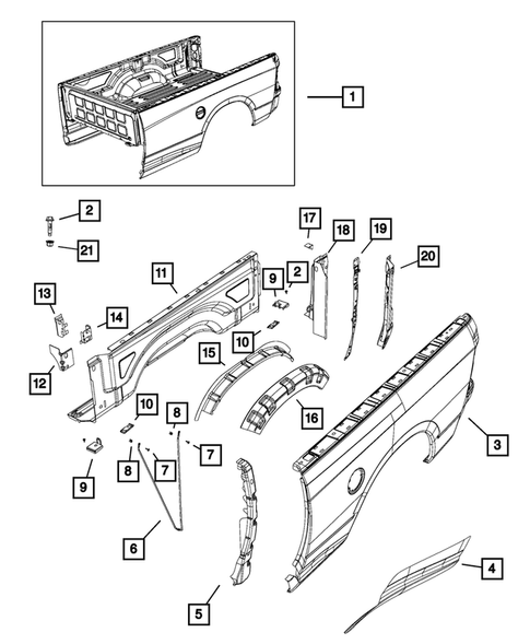 Pick-up Box and Fuel Filler Door for 2017 Ram 3500 #1