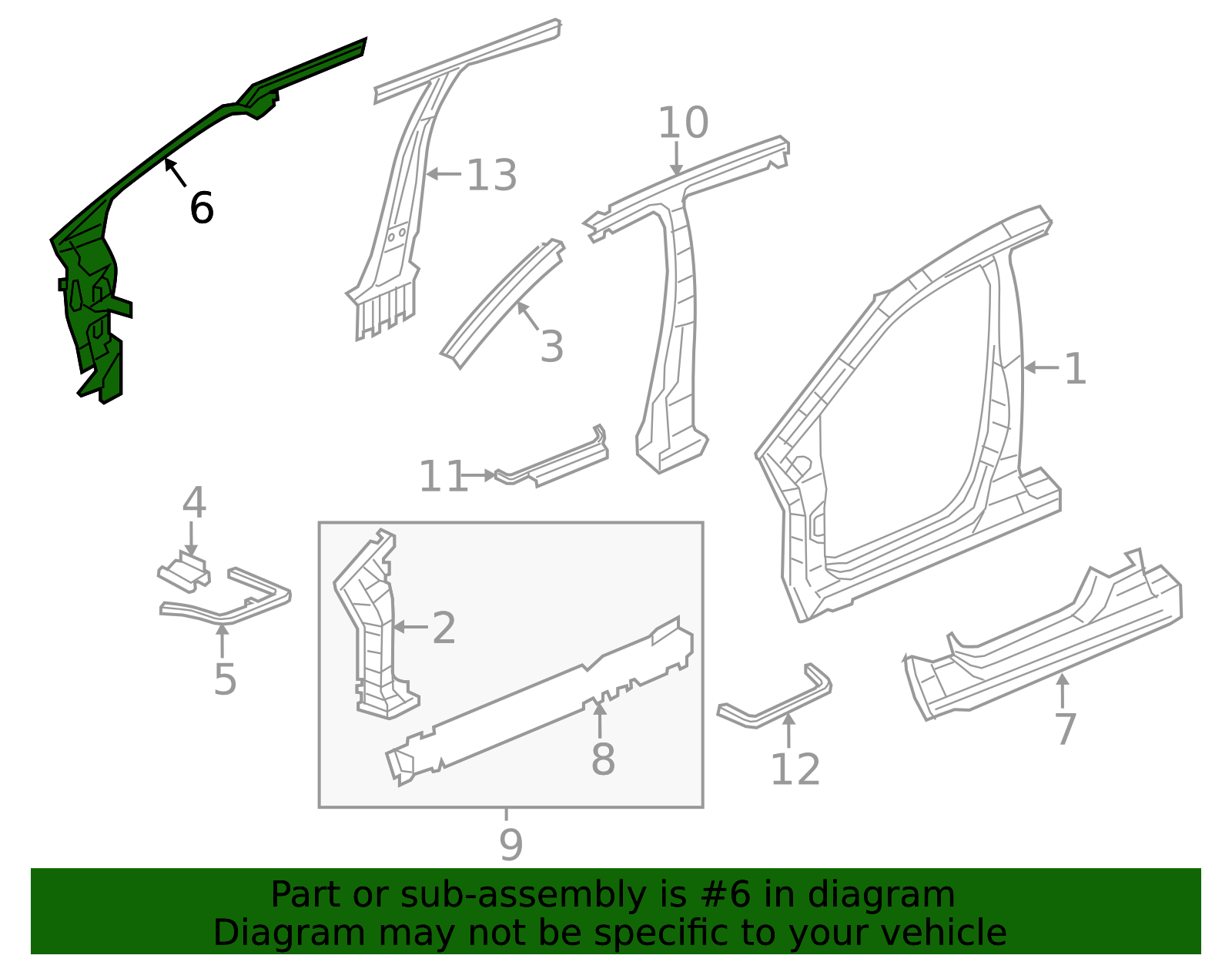 2013-2015 Honda Civic Body A-Pillar 64110-TS8-A61ZZ | Honda Factory Parts