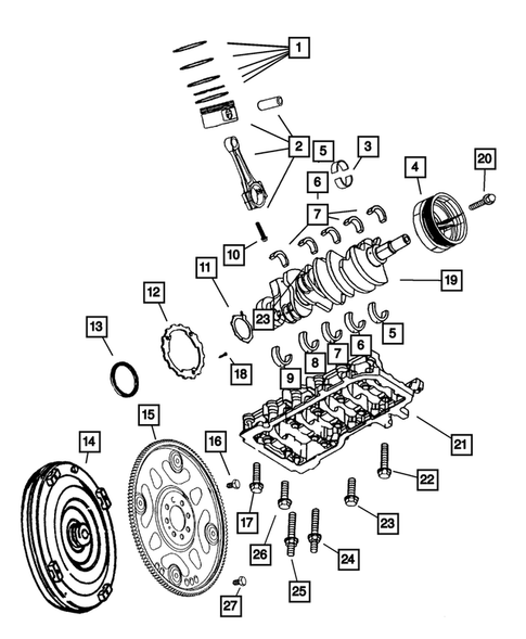 Crankshaft, Pistons and Torque Converter for 2007 Dodge Durango #0