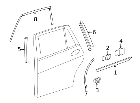 Exterior Trim - Rear Door for 2007 Mercedes-Benz R 63 AMG&reg; #1