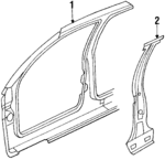 20462796 - Body: Pillar for Buick: Skyhawk | Cadillac: Cimarron | Chevrolet: Cavalier | Oldsmobile: Firenza | Pontiac: J2000 Sunbird, Sunbird Image