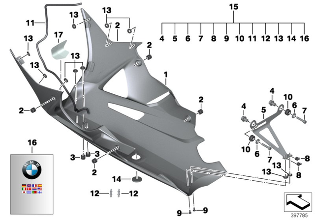 46638531282 - : Bracket For Engine Spoiler, Rear for BMW-Motorrad Image