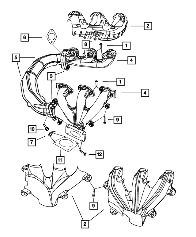 4666090AC - 3.3L Gas; Engine: Exhaust Manifold Shield, Right, Inner for Chrysler: Town &amp; Country | Dodge: Grand Caravan Image