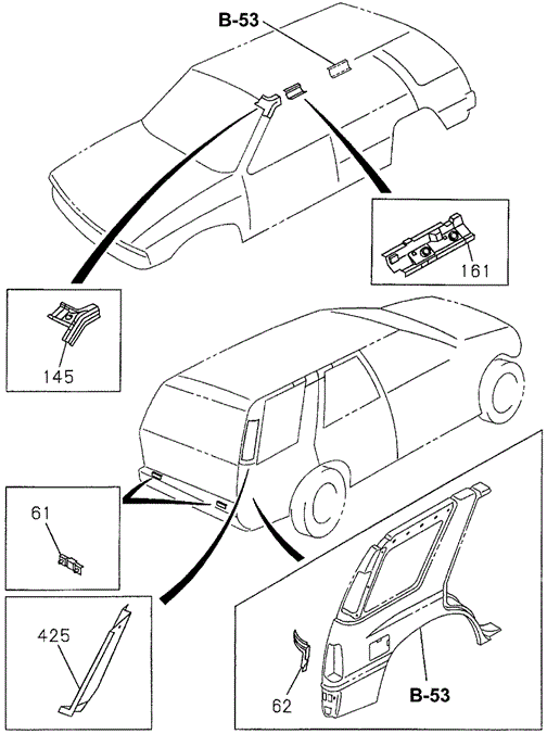 Front Inner Panel Reinforcements for 1997 Honda Passport #0