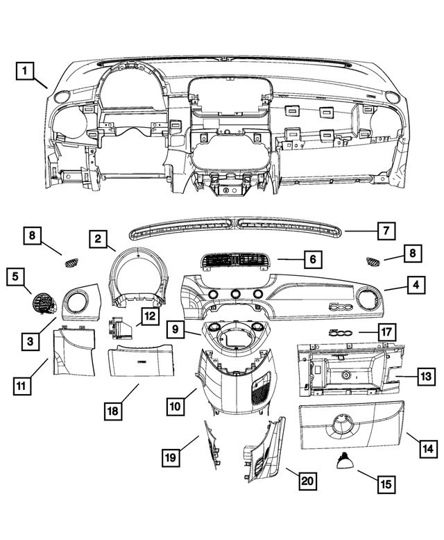 1RY041XDAC - : Air Conditioning &amp; Heater Outlet for Mopar Image
