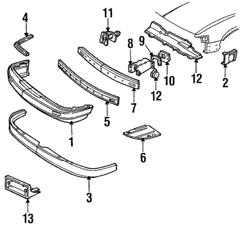 Bumper & Components - Front for 1986 Pontiac Grand Am #0