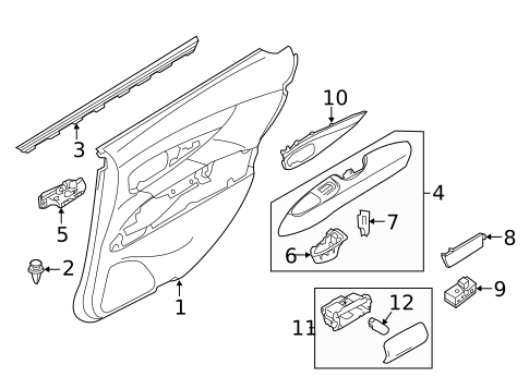 Interior Trim - Rear Door for 2018 INFINITI Q70 #0