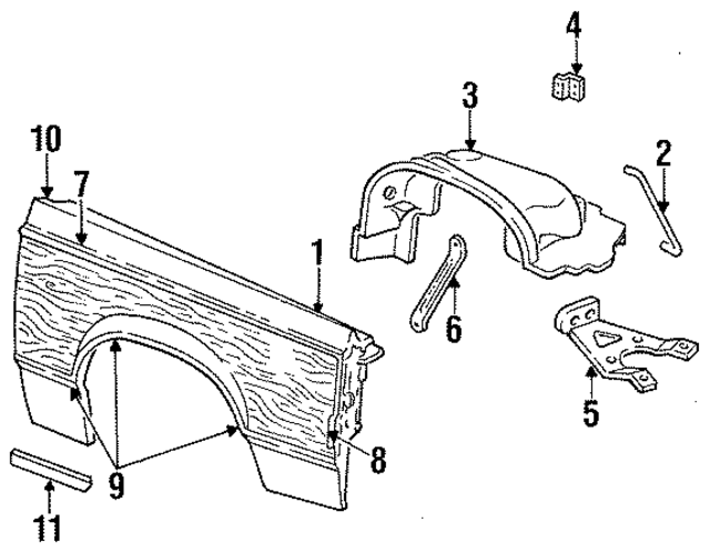 E8AZ10A705B - Body: Wheelhouse Brace for Ford Image