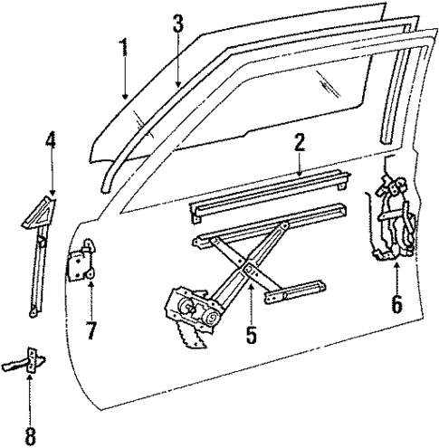 Glass - Door for 1987 Toyota Corolla #0