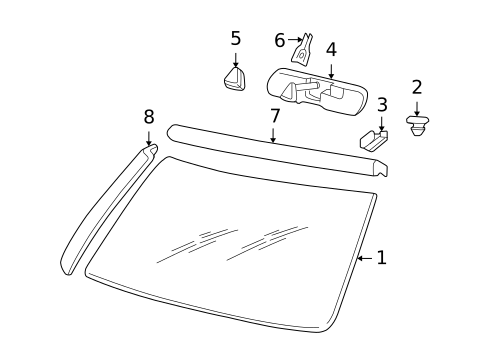 Glass - Windshield for 2005 Buick Rainier #0