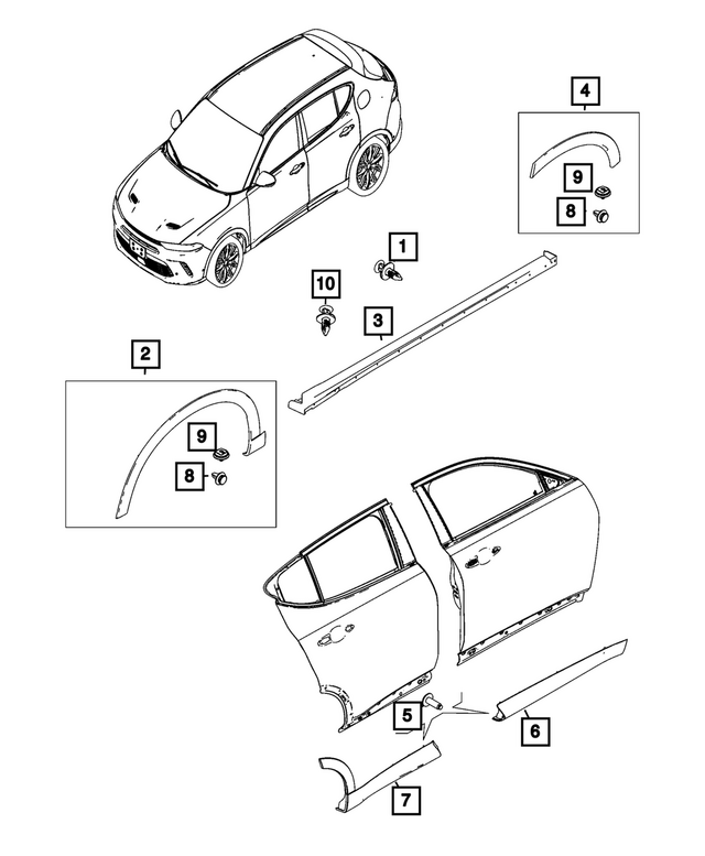 7MS53LXHAA - : Wheel Flare Molding, Left for Mopar Image