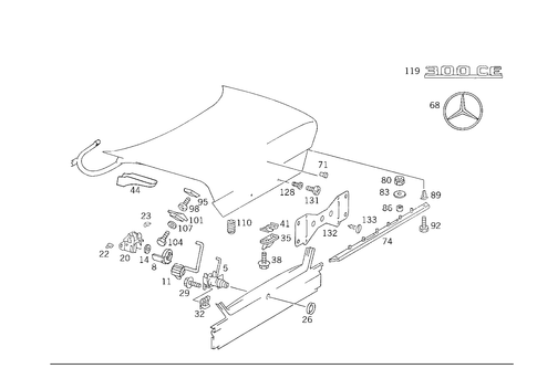 Rear Lid Latch-Type Lock, Rear Lid Attachment Parts for 1990 Mercedes-Benz 300CE #2