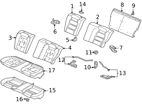 Rear Seat Components for 2000 Honda Accord #1