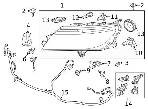 Headlamp Components for 2011 Saab 9-5 #1