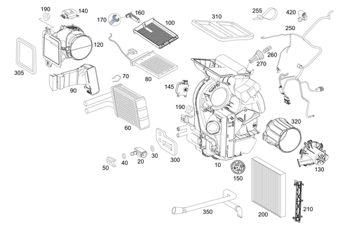 Heater and Evaporator Housing with Blower and Wiring Harness for 2017 Smart Fortwo #0