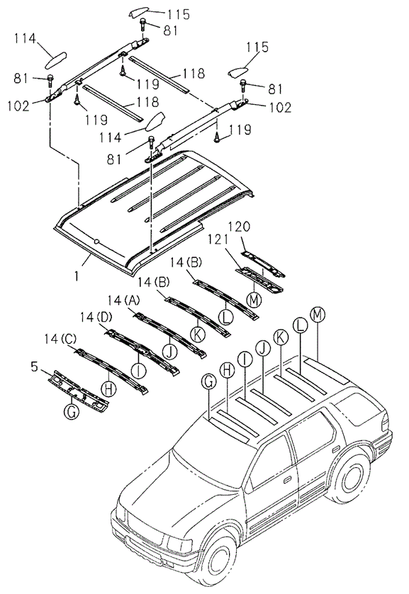 Roof Panel (Exc. Sunroof) for 2002 Honda Passport #0