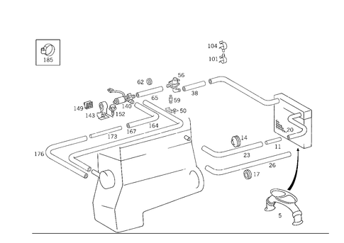 Heating Water Connection for 1989 Mercedes-Benz 300TE #5