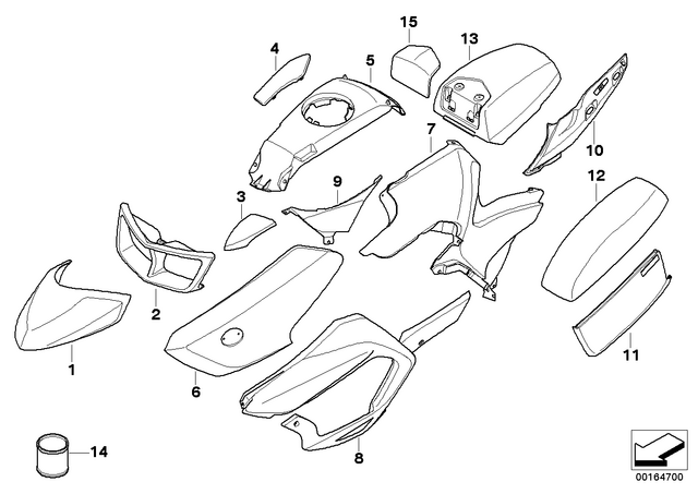 46637728564 - : Lateral Trim Panel - Front Right for BMW-Motorrad Image