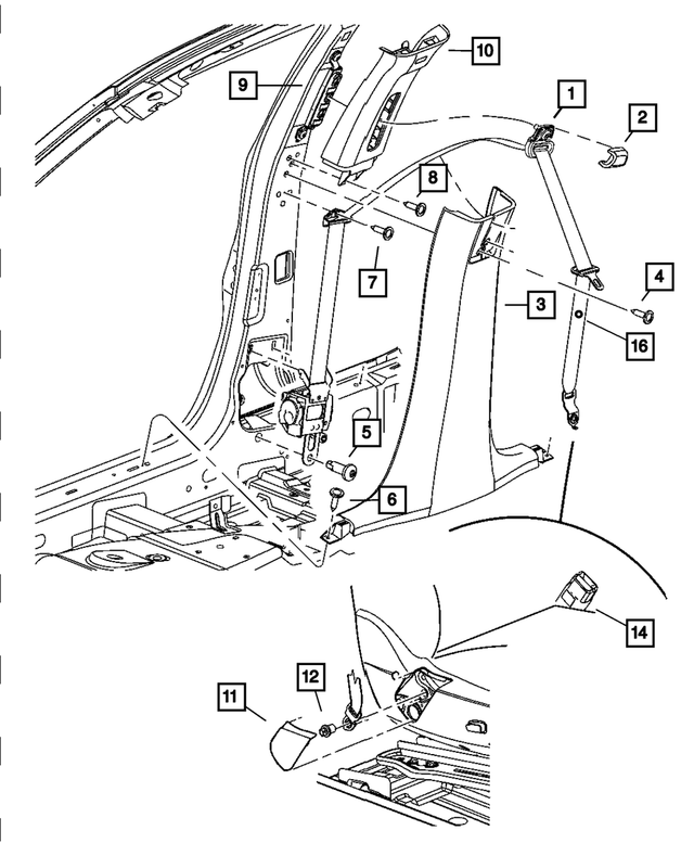 ZH741D1AA - : Front Inner Seat Belt, Passenger for Mopar Image