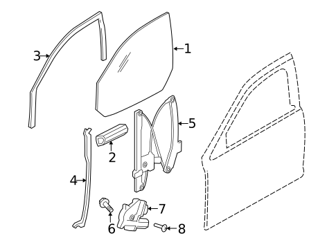 Glass - Front Door for 2007 Jaguar S-Type #0
